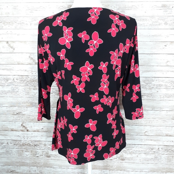 Alfani Blouse PXL Floral Side Tie Black Pink 597 - Picture 4 of 7